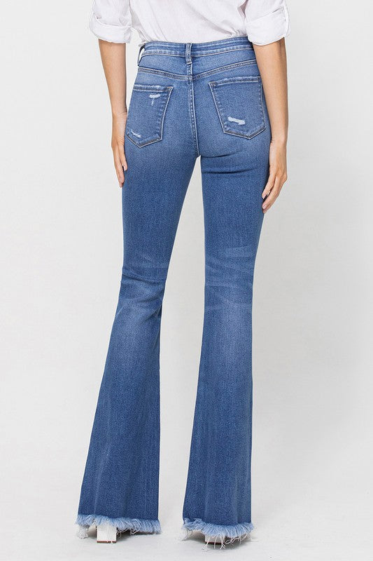 VERVET HIGH RISE FLARE FRAYED HEM MEDIUM WASH MELINDA