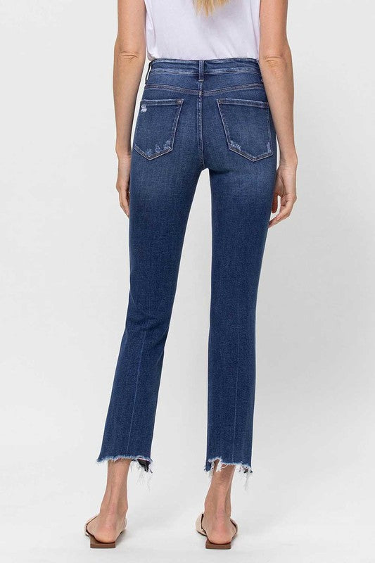 FLYING MONKEY MID RISE CROP SLIM STRAIGHT DISTRESSED FAITH