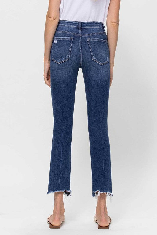 FLYING MONKEY MID RISE CROP SLIM STRAIGHT DISTRESSED FAITH
