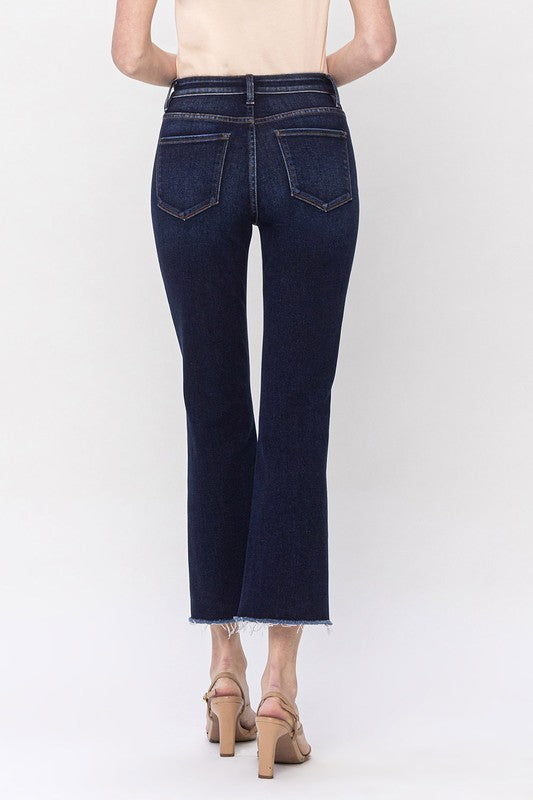 VERVET HIGH RISE STEP RAW HEM CROP FLARE JEAN MAGGIE