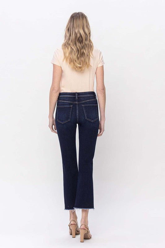 VERVET HIGH RISE STEP RAW HEM CROP FLARE JEAN MAGGIE
