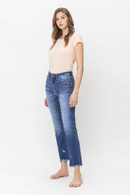 FLYING MONKEY HIGH RISE SLIM STRAIGHT RAW HEM AMELIA