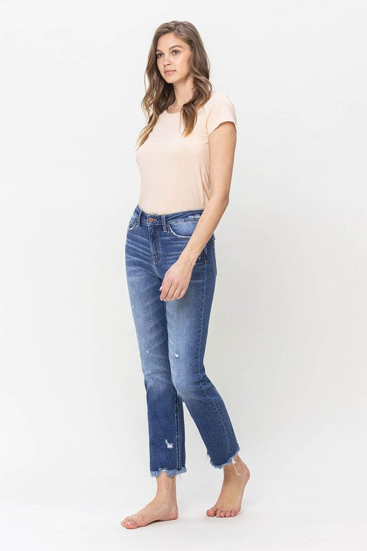 FLYING MONKEY HIGH RISE SLIM STRAIGHT RAW HEM AMELIA