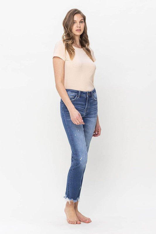 FLYING MONKEY HIGH RISE SLIM STRAIGHT RAW HEM AMELIA