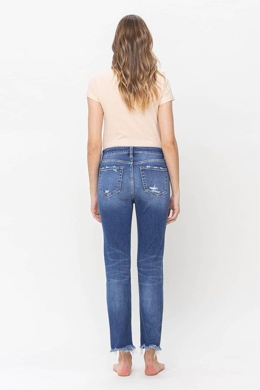 FLYING MONKEY HIGH RISE SLIM STRAIGHT RAW HEM AMELIA