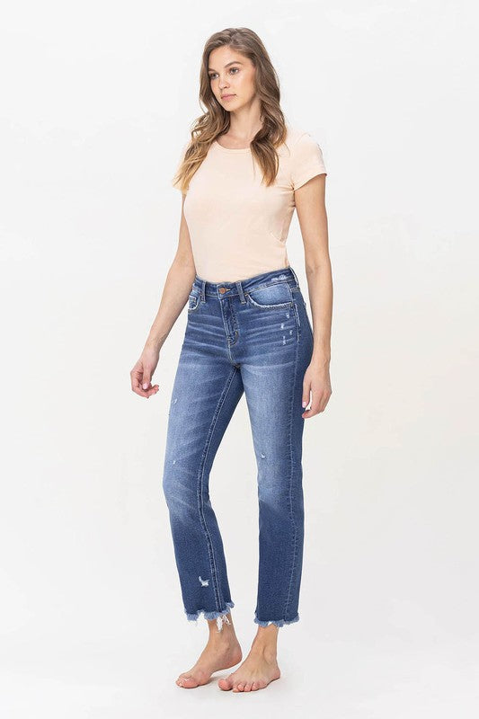 FLYING MONKEY HIGH RISE SLIM STRAIGHT RAW HEM AMELIA