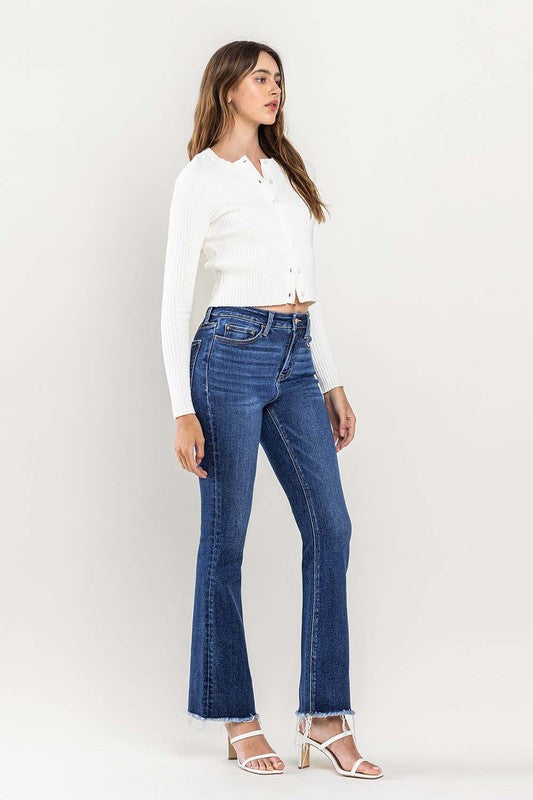 LOVERVET HIGH RISE RAW HEM BOOTCUT JEANS MADISON