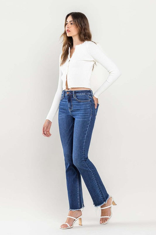 LOVERVET HIGH RISE RAW HEM BOOTCUT JEANS MADISON