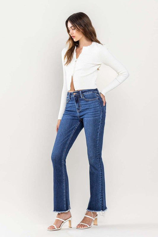 LOVERVET HIGH RISE RAW HEM BOOTCUT JEANS MADISON