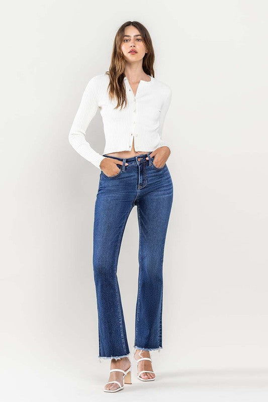 LOVERVET HIGH RISE RAW HEM BOOTCUT JEANS MADISON