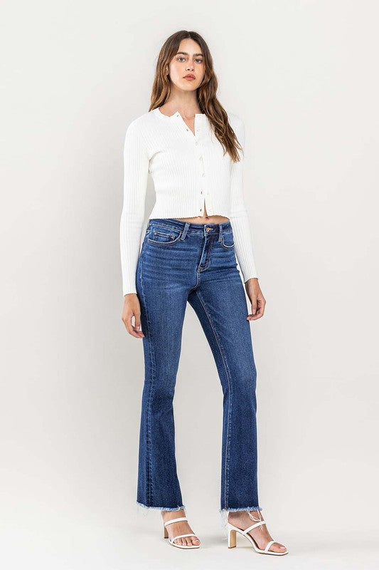 LOVERVET HIGH RISE RAW HEM BOOTCUT JEANS MADISON