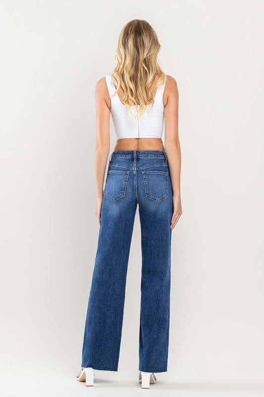 LOVERVET HIGH RISE CLEAN CUT RAW HEM WIDE JEANS INESSA