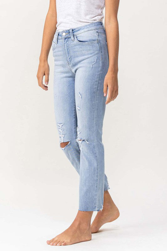 FLYING MONKEY HIGH RISE DISTRESSED CROPPED STRAIGHT JEAN LANI