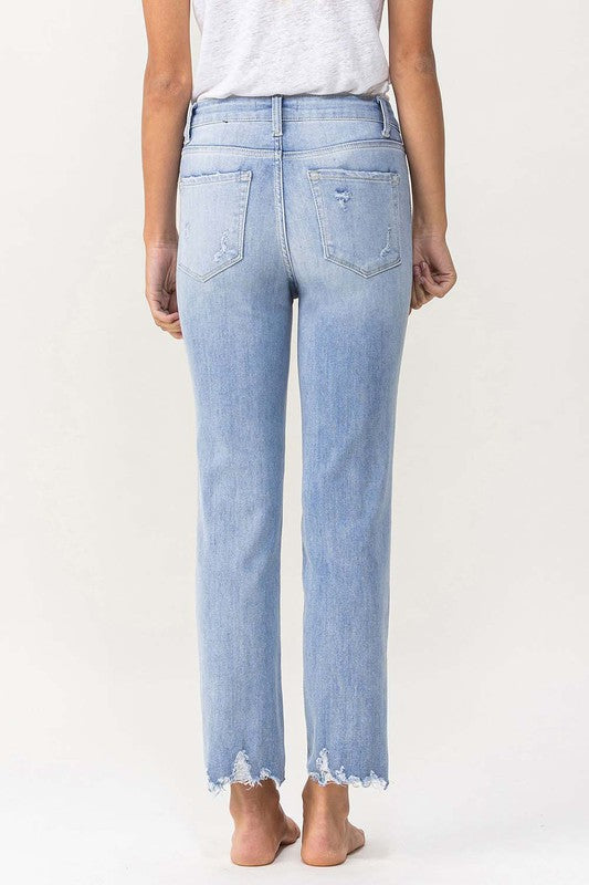 FLYING MONKEY HIGH RISE DISTRESSED CROPPED STRAIGHT JEAN LANI