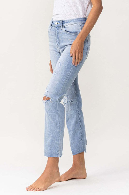 FLYING MONKEY HIGH RISE DISTRESSED CROPPED STRAIGHT JEAN LANI