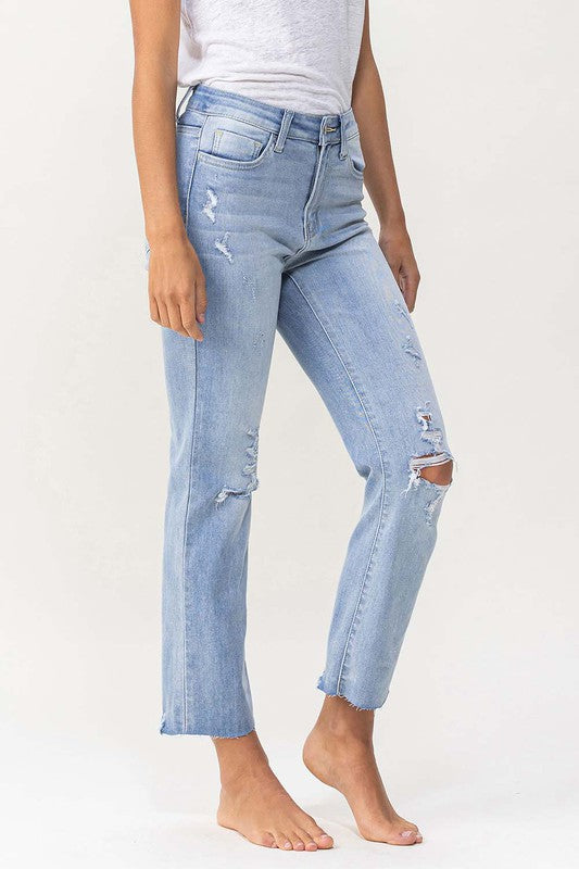 FLYING MONKEY HIGH RISE DISTRESSED CROPPED STRAIGHT JEAN LANI