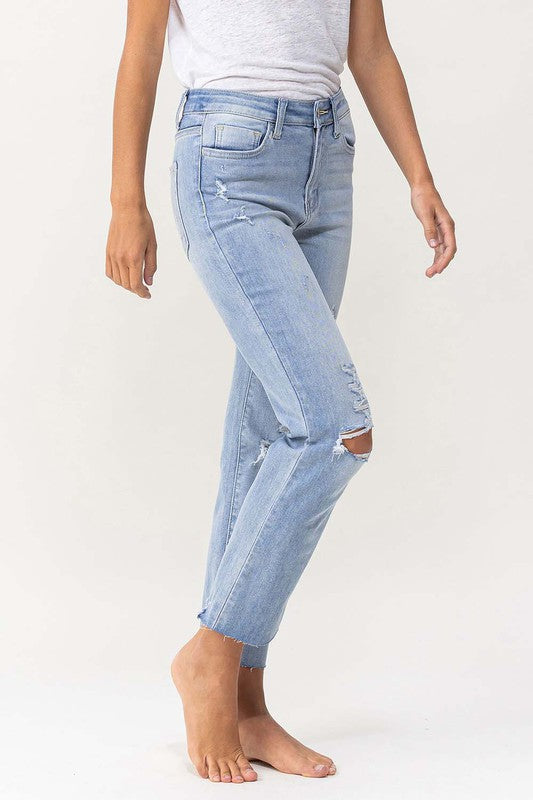 FLYING MONKEY HIGH RISE DISTRESSED CROPPED STRAIGHT JEAN LANI