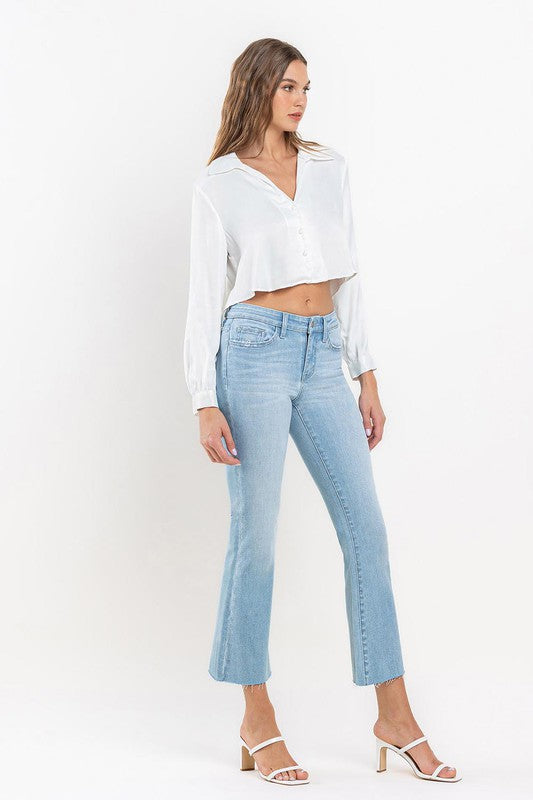 VERVET MID RISE ANKLE BOOTCUT RAW HEM UPLIFT KIMBERLY