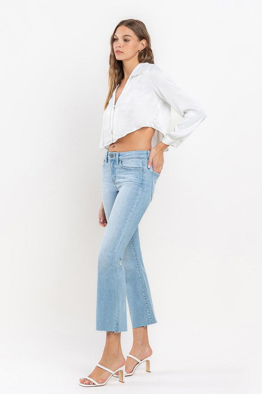 VERVET MID RISE ANKLE BOOTCUT RAW HEM UPLIFT KIMBERLY