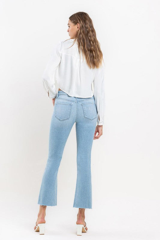 VERVET MID RISE ANKLE BOOTCUT RAW HEM UPLIFT KIMBERLY