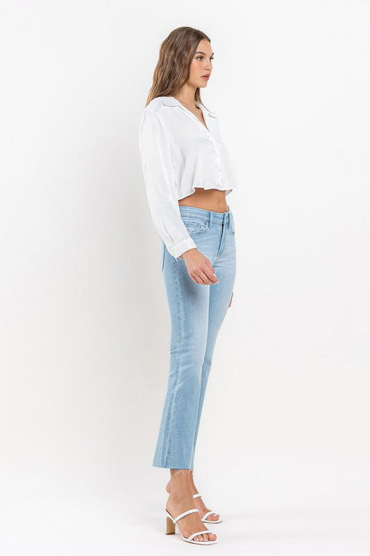 VERVET MID RISE ANKLE BOOTCUT RAW HEM UPLIFT KIMBERLY