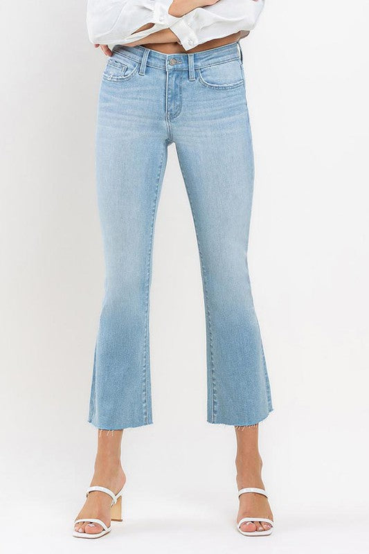 VERVET MID RISE ANKLE BOOTCUT RAW HEM UPLIFT KIMBERLY