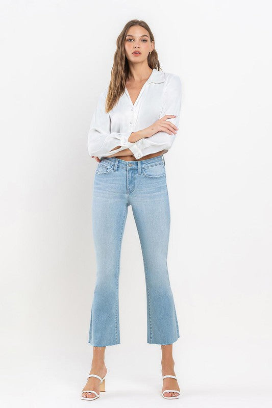 VERVET MID RISE ANKLE BOOTCUT RAW HEM UPLIFT KIMBERLY