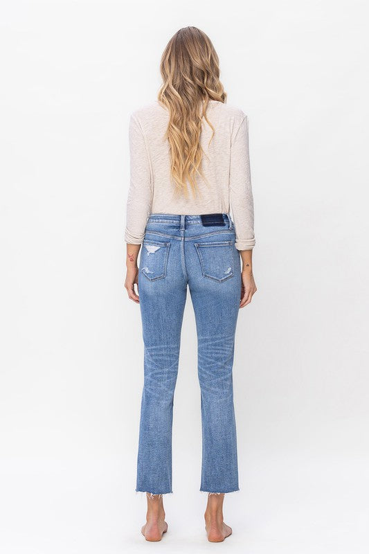 FLYING MONKEY MID RISE SLIM STRAIGHT JEANS ATHENA