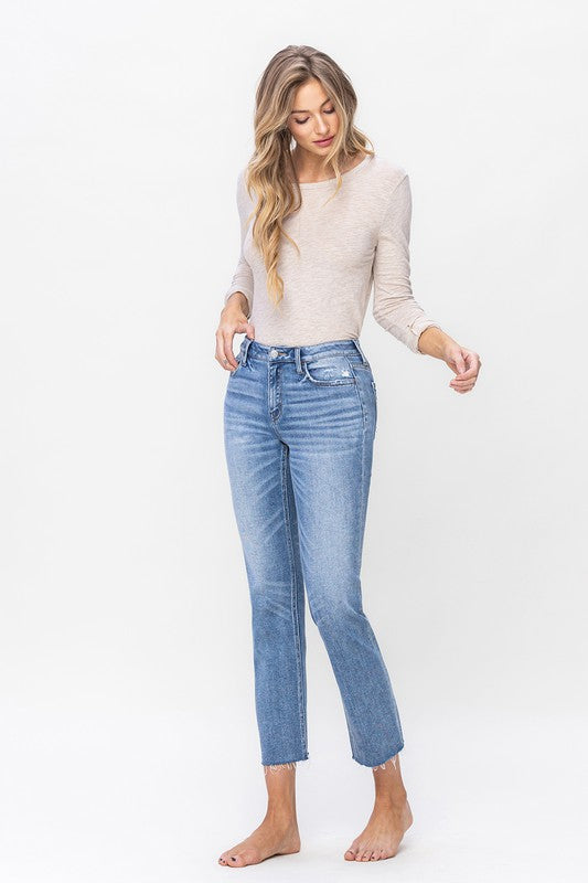 FLYING MONKEY MID RISE SLIM STRAIGHT JEANS ATHENA