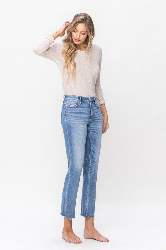 FLYING MONKEY MID RISE SLIM STRAIGHT JEANS ATHENA