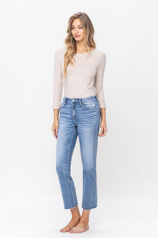 FLYING MONKEY MID RISE SLIM STRAIGHT JEANS ATHENA