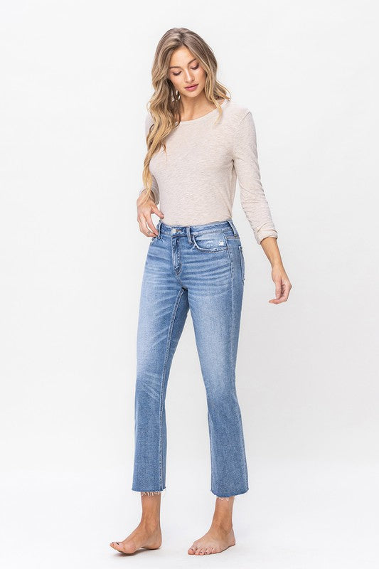 FLYING MONKEY MID RISE SLIM STRAIGHT JEANS ATHENA