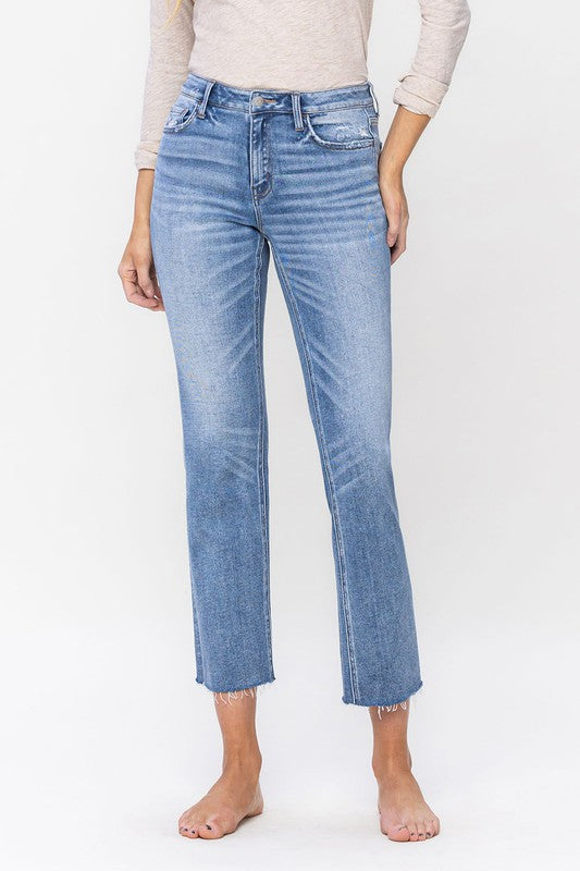 FLYING MONKEY MID RISE SLIM STRAIGHT JEANS ATHENA
