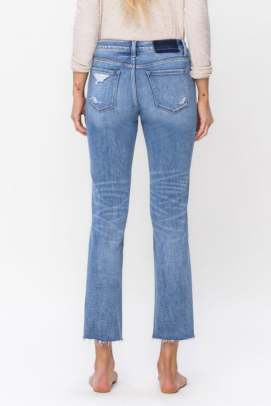 FLYING MONKEY MID RISE SLIM STRAIGHT JEANS ATHENA