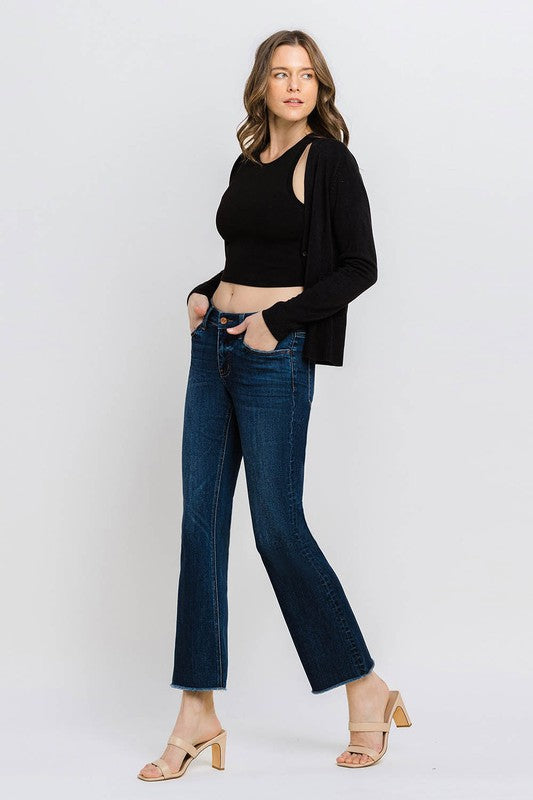 LOVERVET MID RISE RAW HEM KICK FLARE JEANS PEYTON