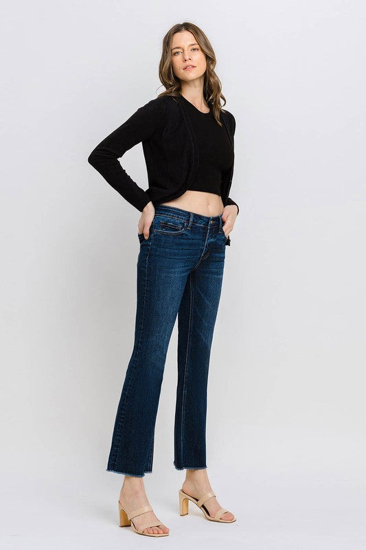 LOVERVET MID RISE RAW HEM KICK FLARE JEANS PEYTON