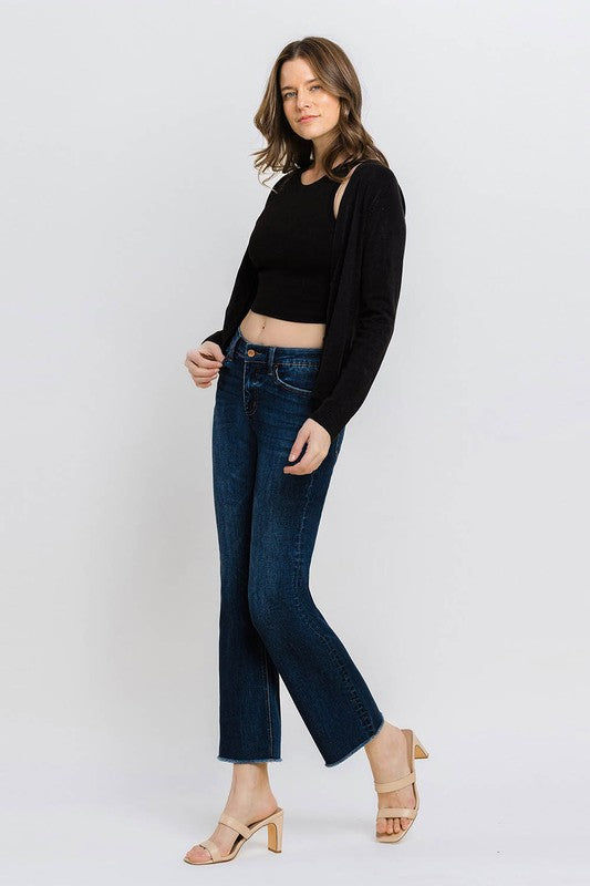 LOVERVET MID RISE RAW HEM KICK FLARE JEANS PEYTON