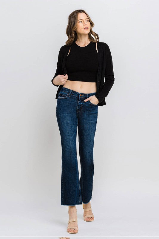 LOVERVET MID RISE RAW HEM KICK FLARE JEANS PEYTON