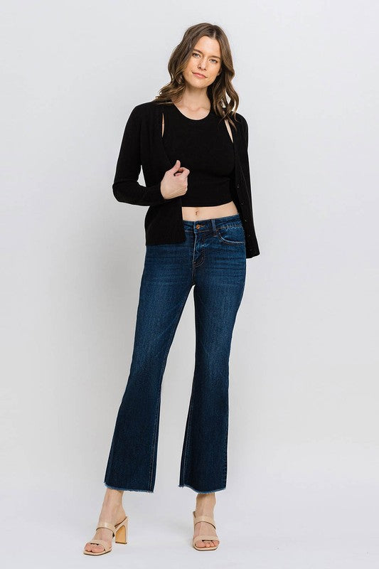 LOVERVET MID RISE RAW HEM KICK FLARE JEANS PEYTON