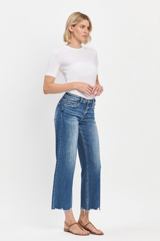 LOVERVET MID RISE RAW HEM WIDE JEANS MARLEY