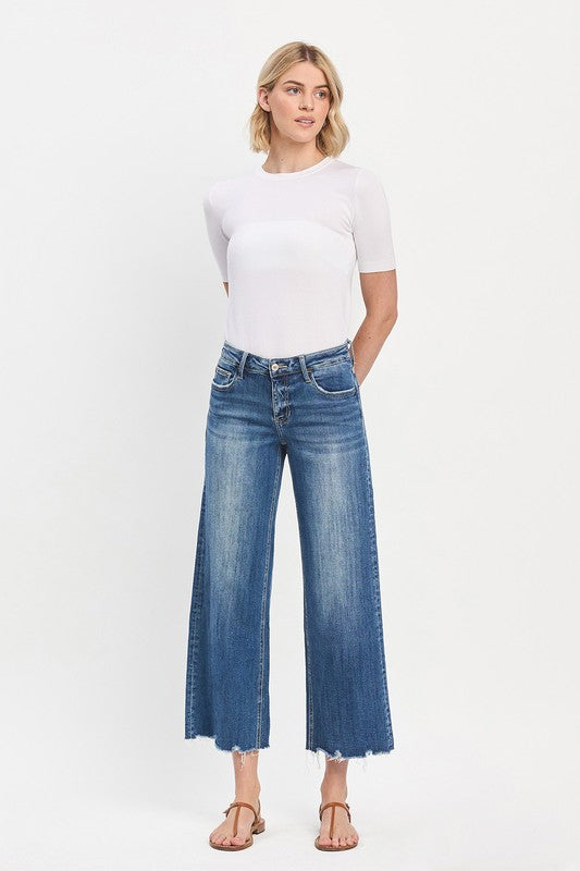 LOVERVET MID RISE RAW HEM WIDE JEANS MARLEY