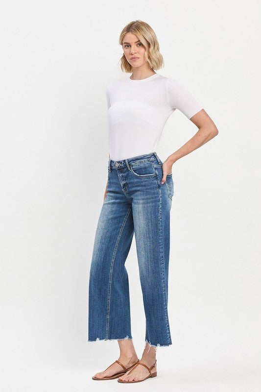 LOVERVET MID RISE RAW HEM WIDE JEANS MARLEY