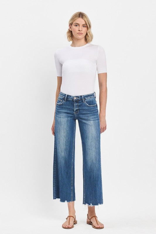 LOVERVET MID RISE RAW HEM WIDE JEANS MARLEY