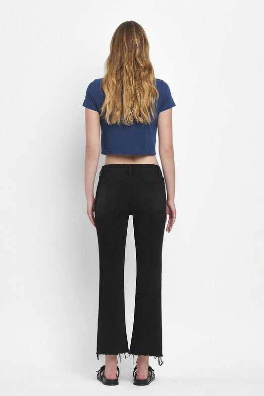 LOVERVET MID RISE RAW HEM CROP FLARE GRACE
