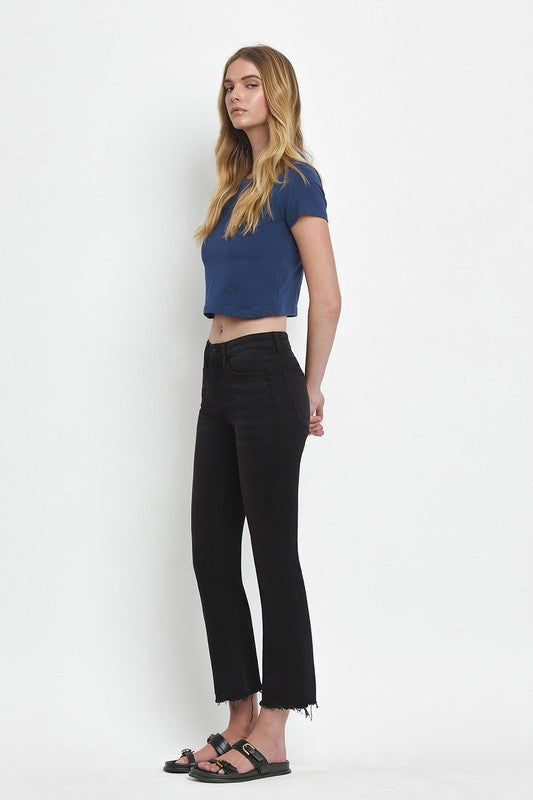 LOVERVET MID RISE RAW HEM CROP FLARE GRACE
