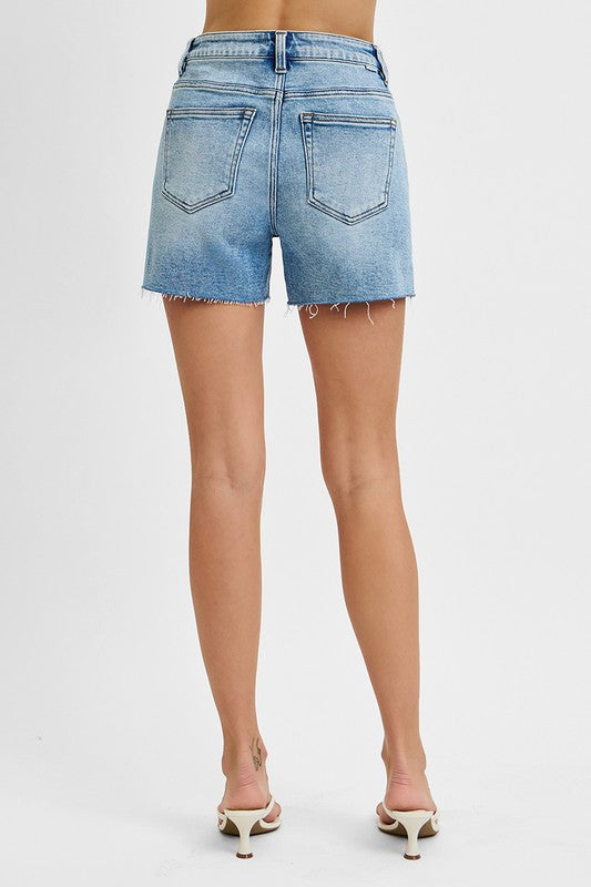RISEN MONICA HIGH RISE RAW CUT HEM SIDE SLIT SHORTS MEDIUM