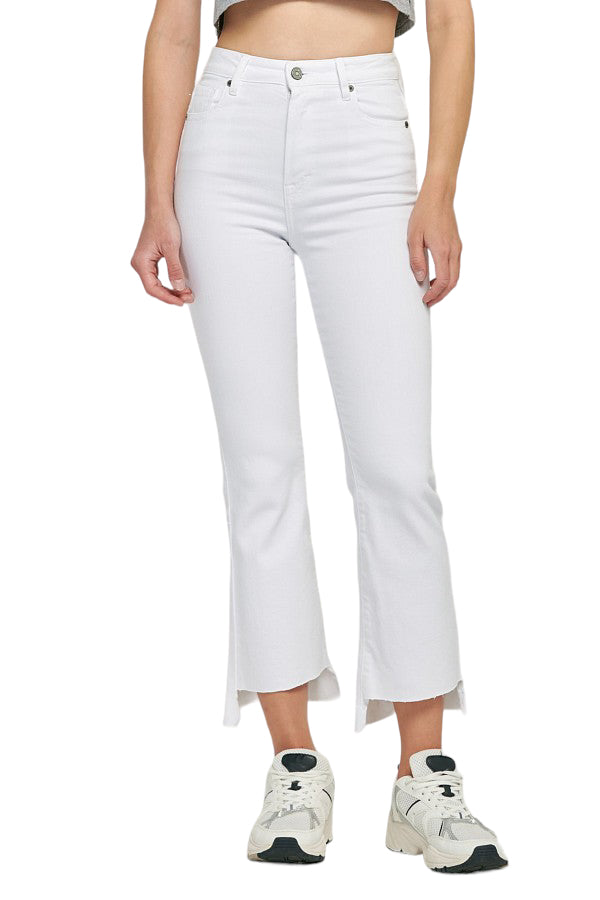 HIDDEN HAPPI WHITE CLEAN STEP HEM CROP FLARE SUMMER