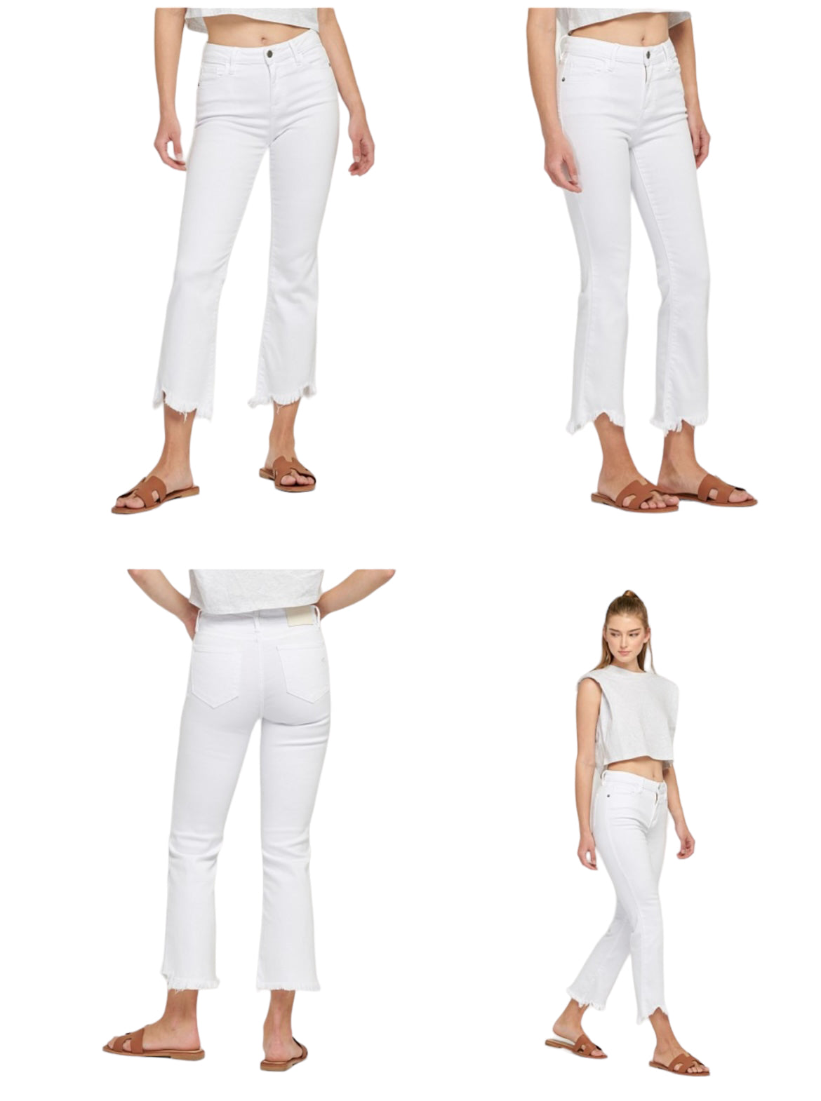 HIDDEN HAPPI WHITE FRAYED HEM CROPPED FLARE CLAUDIA
