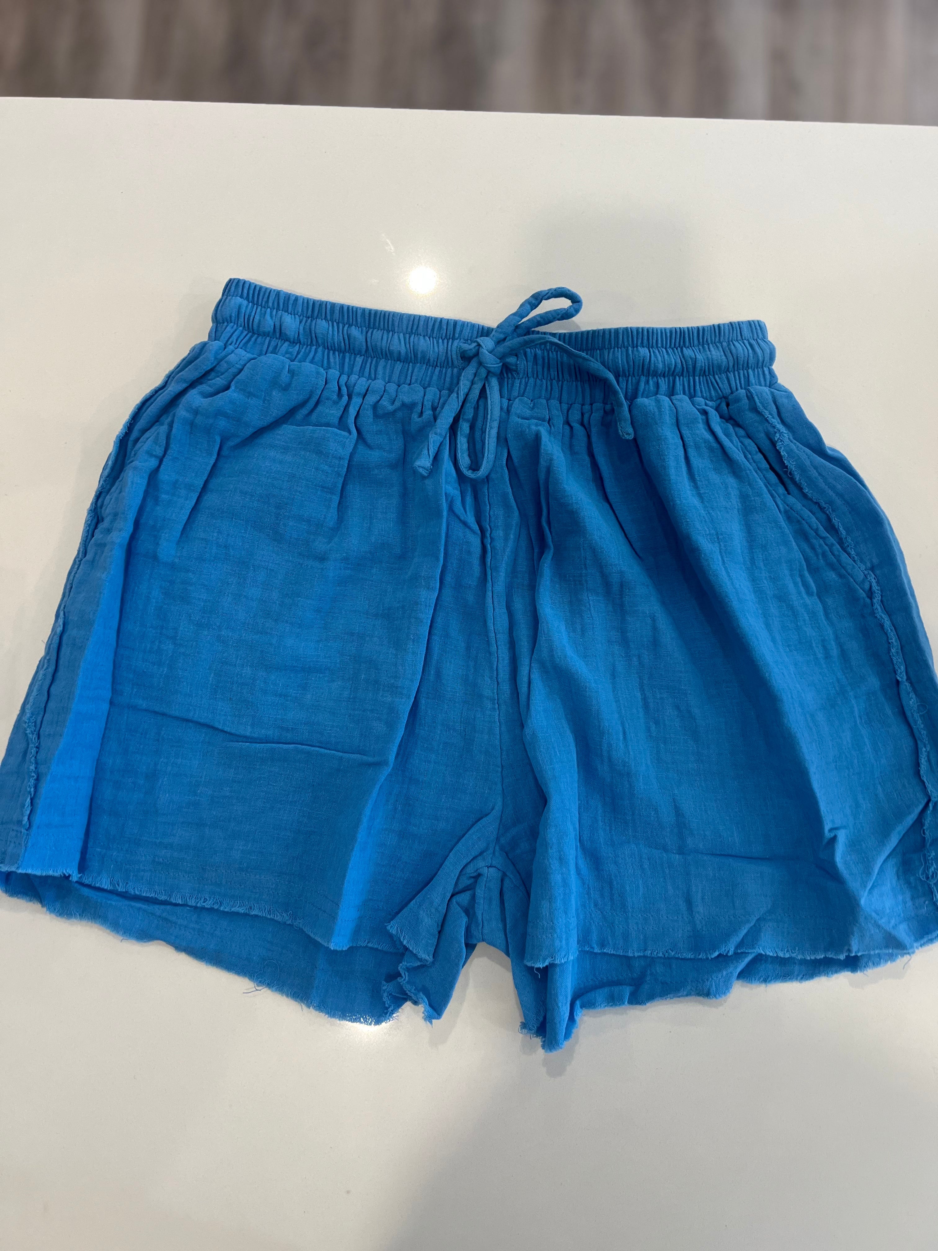 ELAN SKY BLUE DRAWSTRING SHORTS RAW