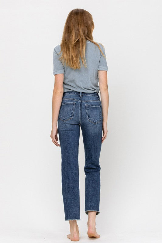 VERVET MID RISE DISTRESSED RELAXED STRAIGHT DENIM JEANS CONNIE